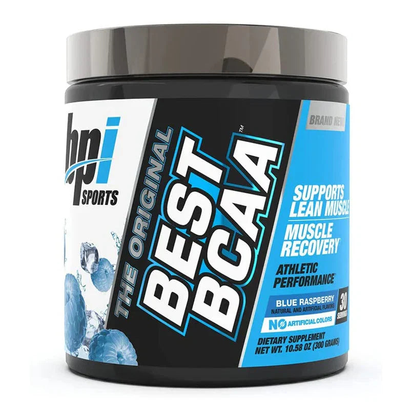 BPI Sports Best BCAA Blue Raspberry container, 30 servings