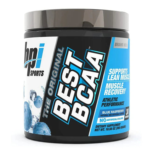 BPI Sports Best BCAA Blue Raspberry container, 30 servings