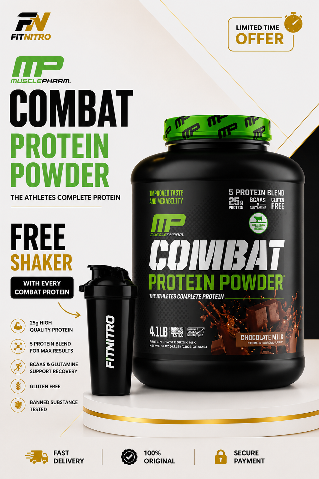 MusclePharm Combat Protein Powder – 4.1 lbs