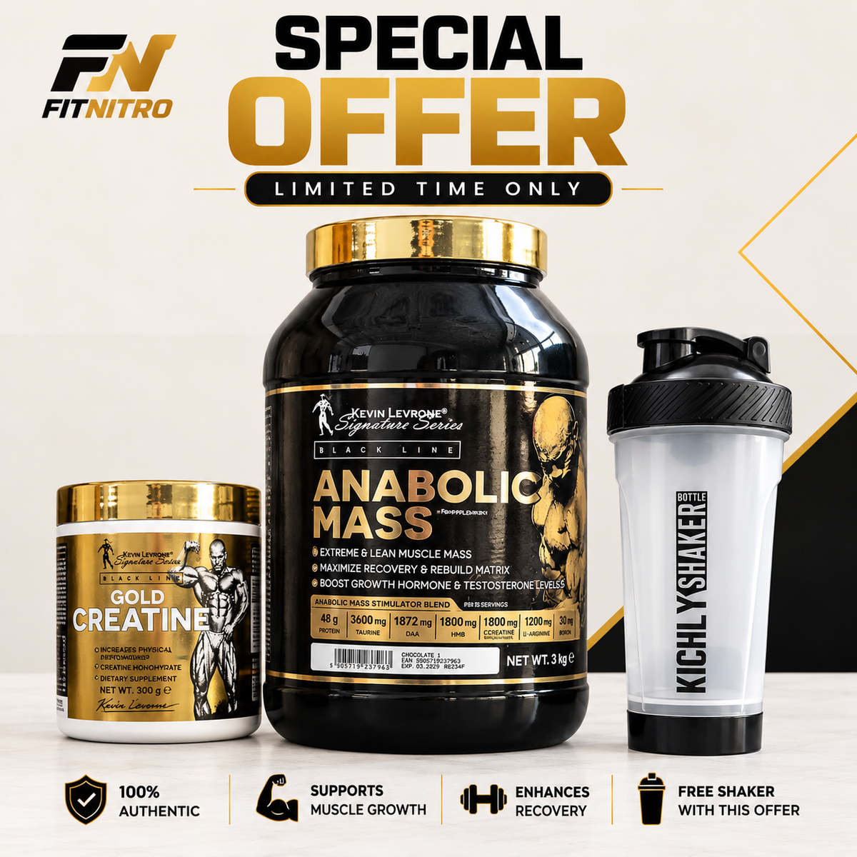 Anabolic Mass + Gold Creatine + Free Shaker — Special Offer