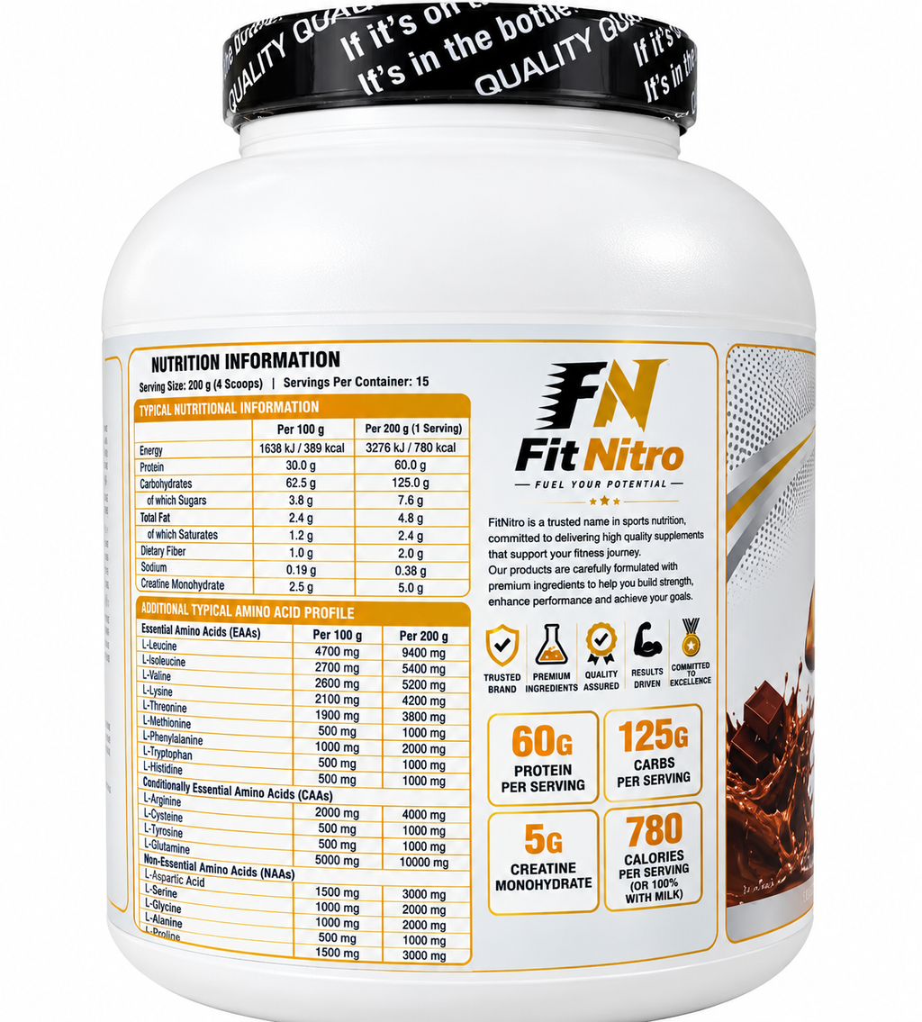 FitNitro Mass Gainer – 3KG | High-Calorie Weight Gain Formula