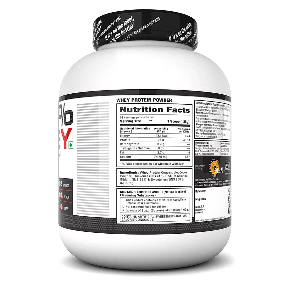 Labrada 100% Whey Protein nutrition facts label
