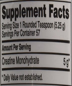 Optimum Nutrition Micronized Creatine nutrition facts label