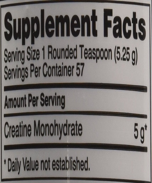 Optimum Nutrition Micronized Creatine nutrition facts label