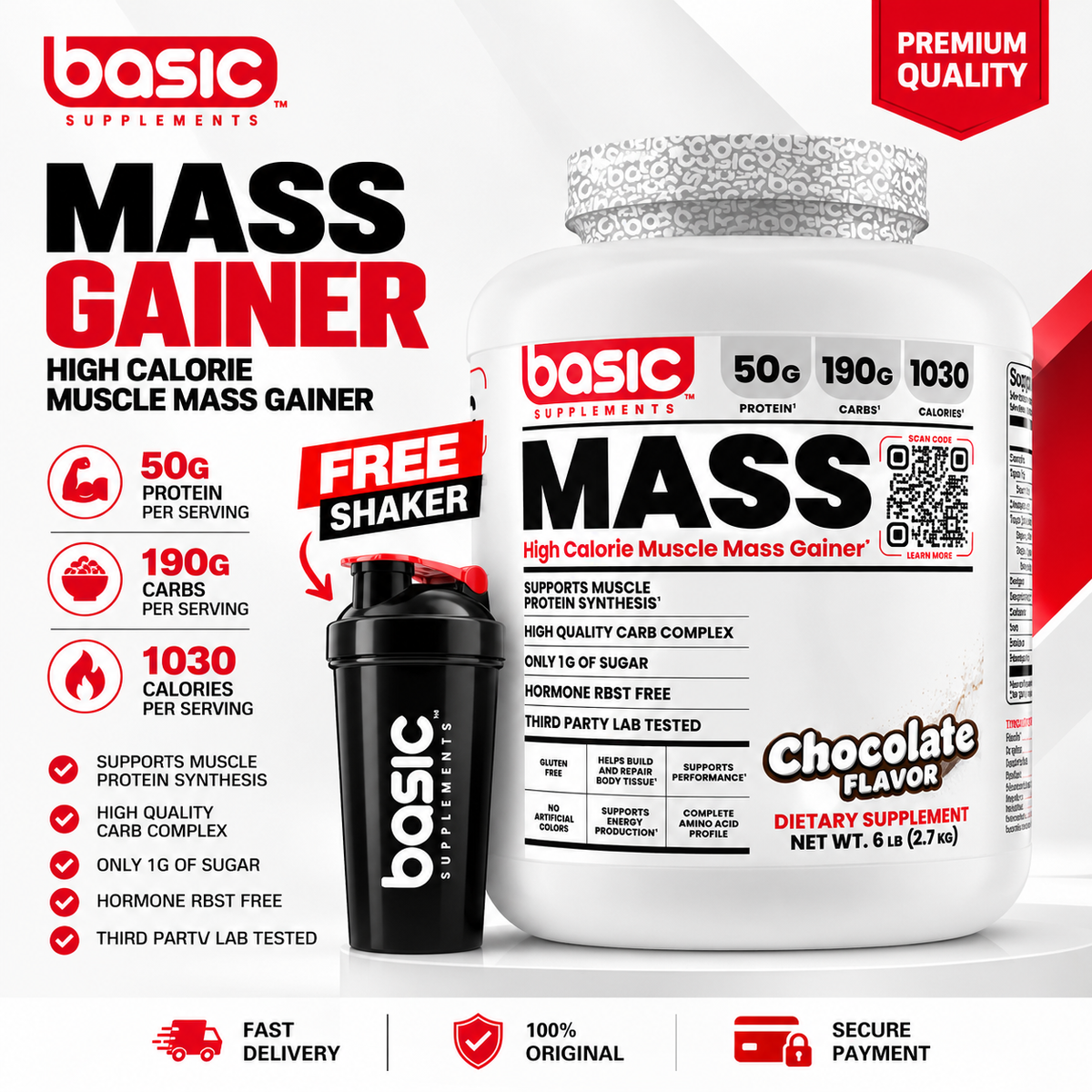 BASIC MASS (HIGH CALORIE MASS GAINER) | 6 LBS