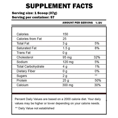 BPI Sports Whey HD Protein supplement facts label