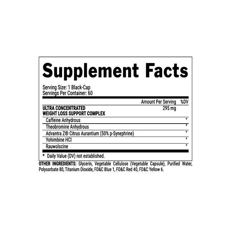 Nutrex Lipo 6 Black Ultra Concentrate nutrition facts label