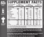 Ronnie Coleman King Mass XL nutrition facts label