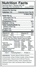 Rule 1 R1 Whey Blend Protein nutrition facts label