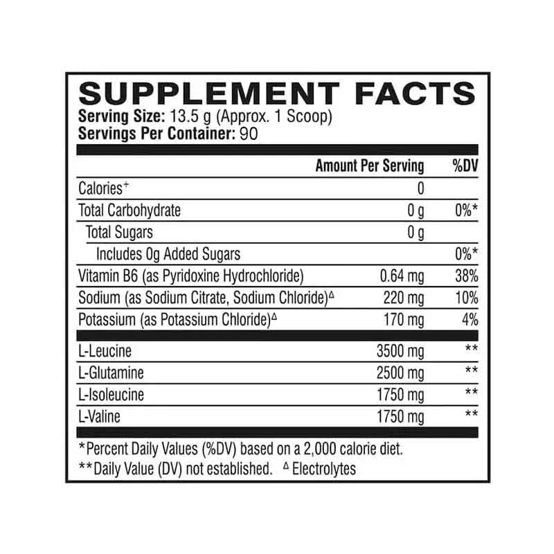 Scivation Xtend BCAA 90 servings facts label