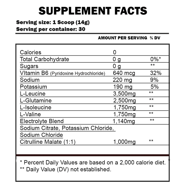 Scivation Xtend BCAA supplement facts label